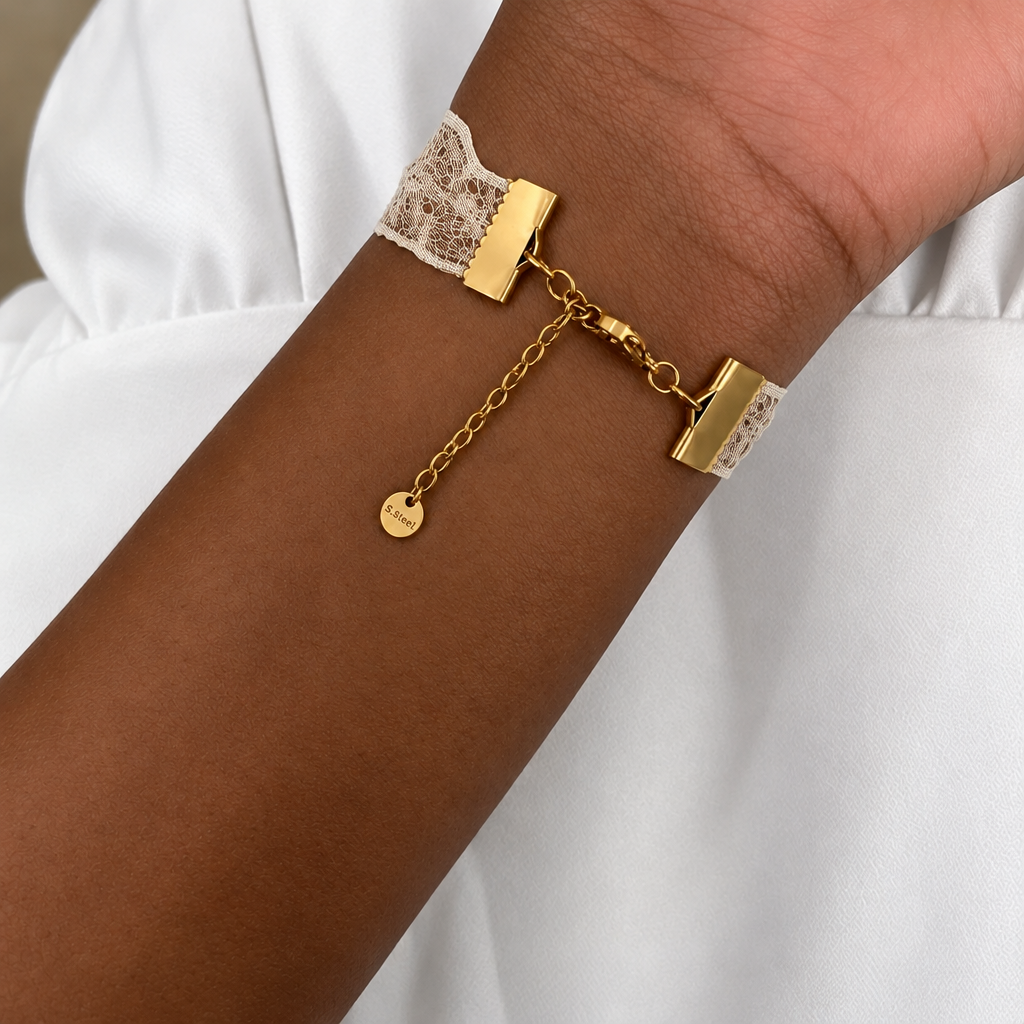 Arrière du bracelet avec dentelle crème Vania